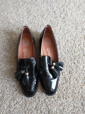 Jeffrey Campbell Black Patent Tassel Slip-On Loafers